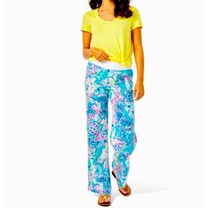 Lilly Pulitzer Beach Pants Bali Blue Once upon A Tide print